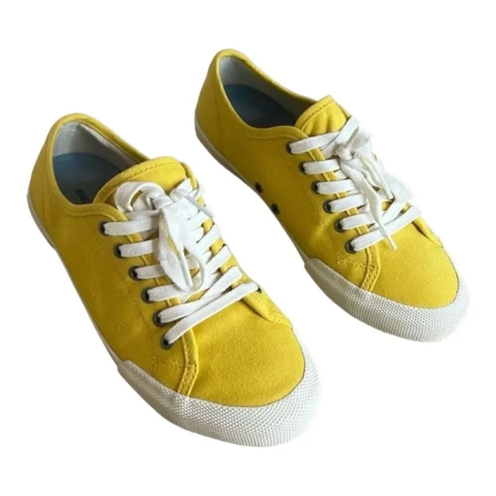 SeaVees | Monterey Women's Canvas Golden Yellow Lace Up Sneakers | 7